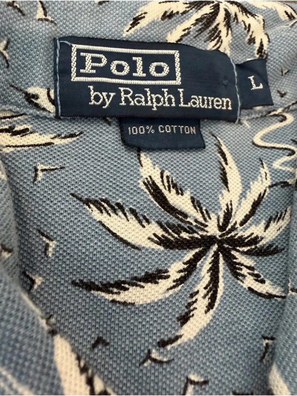 VTG 90Polo by Ralph Lauren Men's AlI-Over Palm Tree Print ShortSleeve Polo Shirt